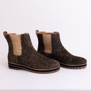 Madewell Tan & Black Spotted Calf Chelsea Boots